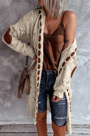 Women Oversized Hooded Long Cardigan Knitted Sweater