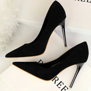 Women's Classic High Heels Pumps Super High Stiletto Office Shoes Fashion Large Size Grey Green Slip-On Pointed Toe