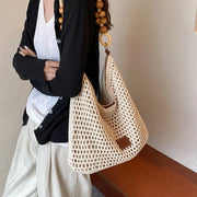 Women's Large Capacity Mesh Shoulder Bag Adjustable Strap Beach Summer Handbag