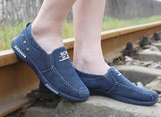 Men's Canvas Slip-On Casual Shoes Denim Breathable Driving Moccasin Soft Insole Lightweight Outdoor Sneakers