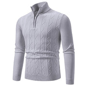 Eye-Catching Men's Turtleneck Sweater Warm Zipper Collar Slim Fit Micro Elastic Pullover for Fashionable Harajuku Style