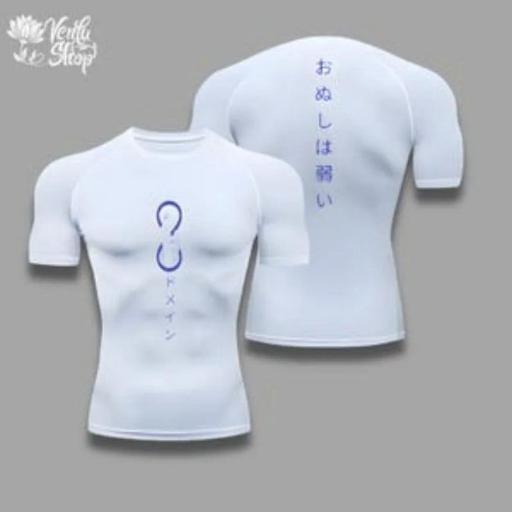 Satoru Gojo Jujutsu Kaisen Sorcerer Hollow Purple Gymwear Compressions Sportswear Muscle Enhancing Trainning T-shirt High-Quality Flexible Fit