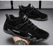 Men's Casual Sneakers Khaki Non-Slip Work Shoes Lace-Up Short Boots Loafers round Toe Microfiber Upper Rubber Outsole