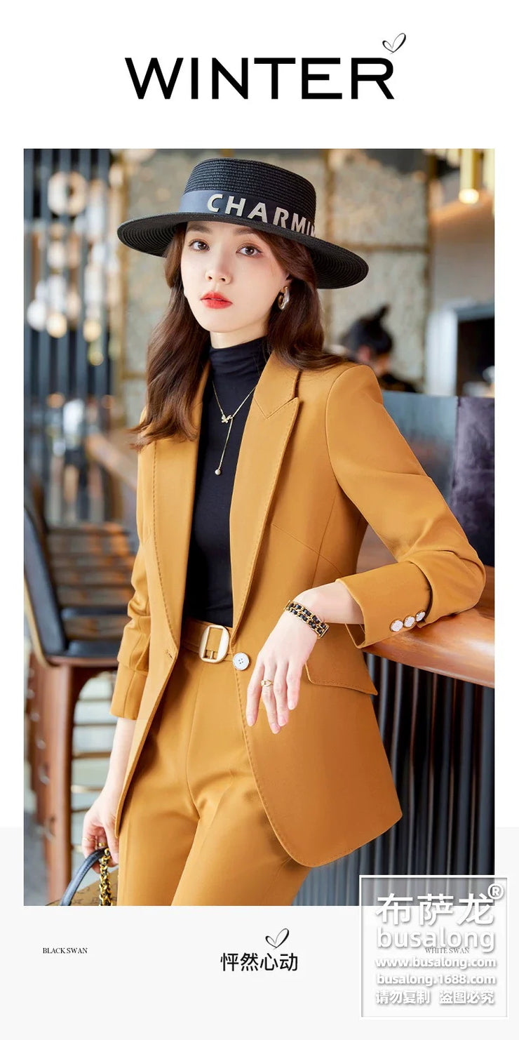 Red Professional Suit for Women2023Autumn Winter New High-end Elegant Socialite Casual Blazer Two-piece Set
