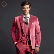 Classic Elegance Men's Grey Velvet 3-Piece Custom Suit Timeless Style for Every Occasion. Size US $44 /EU54