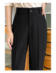 Women's Chiffon Formal Pants, High Quality, Solid, Black, Office Lady Style, Work Wear Pant