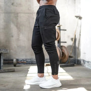 Summer Men's Slim Fit Sweatpants Pants Solid Color Elastic Waist Outdoor Running Training Casual Cargo Midweight Polyester