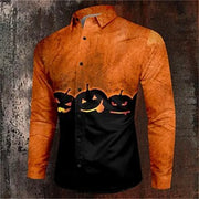 Halloween Witch Horror Men's Formal Button Shirt Long Sleeve Halloween