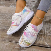 Women Mix Color Mesh Knitted Sneakers Autumn Lightweight Breathable Soft Sole Running Shoes Woman Slip on Flats Sock Shoes