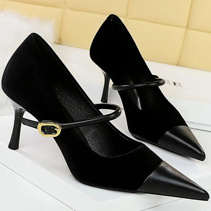 Korean Velvet High Heels Women&