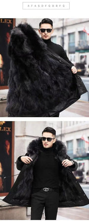 New imitation fox fur grass oversized plush men's coat, medium length autumn and winter Size 4XL