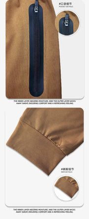 Men's Casual Sport Pants Autumn Winter Fashion Zipper Pocket Running Muscle Wear Ankle-Length Polyester Knit Regular Fit