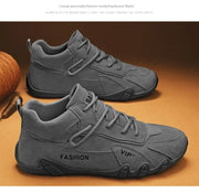 Men's Casual Sneakers Khaki Non-Slip Work Shoes Lace-Up Short Boots Loafers round Toe Microfiber Upper Rubber Outsole