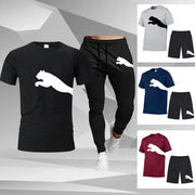 Men's Mesh T-shirt Sweatpants  Casual Short-sleeved T-shirt Sportswear Set