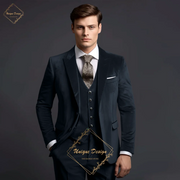 Classic Elegance Men's Grey Velvet 3-Piece Custom Suit Timeless Style for Every Occasion. Size US 34/EU44