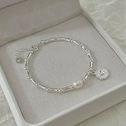 Sterling Silver Heart Shaped  Vintage Korean Crystal Bracelets High Quality Set Party Jewelry