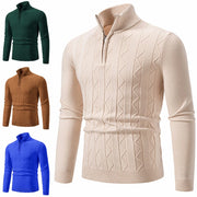 Eye-Catching Men's Turtleneck Sweater Warm Zipper Collar Slim Fit Micro Elastic Pullover for Fashionable Harajuku Style