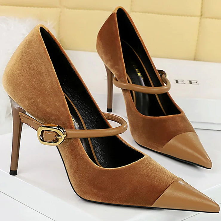Korean Velvet High Heels Women&