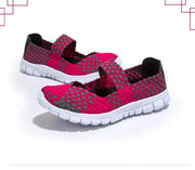 Women's Casual Elastic Band Weave Flats Non-Slip Comfort Loafers Slip-On Vulcanize Shoes Summer Season PU Upper