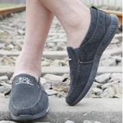 Men's Canvas Slip-On Casual Shoes Denim Breathable Driving Moccasin Soft Insole Lightweight Outdoor Sneakers