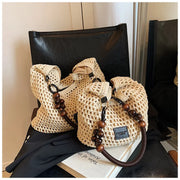 Women's Large Capacity Mesh Shoulder Bag Adjustable Strap Beach Summer Handbag