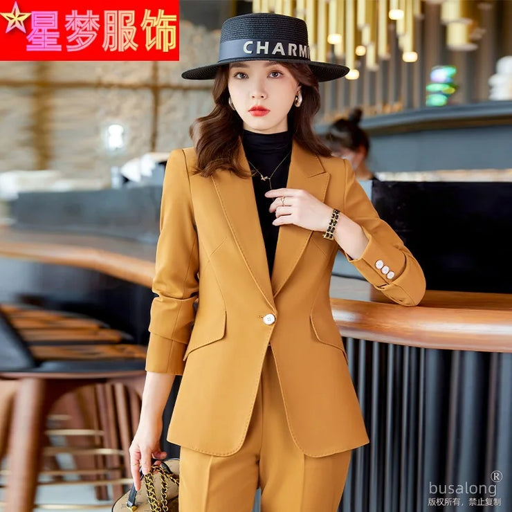 Red Professional Suit for Women2023Autumn Winter New High-end Elegant Socialite Casual Blazer Two-piece Set