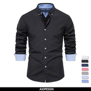 Cotton Oxford Long Sleeve Button