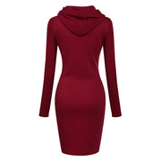 Latest Hot Women's Queen Printed Knee Hoodie Slim Dresses