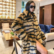 Winter Women's Luxury Long Tiger Fur Coat Elegant Thicken Warm