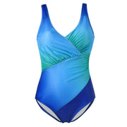 Women's One-Piece Swimsuit Sports Swimwear Adjustable Racerback High-Waisted Open Back Rainbow Gradient Beach Bathing Suit