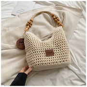 Women's Large Capacity Mesh Shoulder Bag Adjustable Strap Beach Summer Handbag