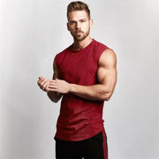 Men's Gym Fitness Sport Vest Summer Cool Cotton Breathable Muscle Tank Top Sleeveless T-Shirt for Bodybuilding Workout