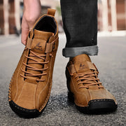 Handmade Breathable Leather Men's Casual Shoes Design Sneakers Ankle Boots with Rubber Outsole for Outdoor Comfort And Support