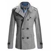 Men's Casual Woolen Coat Mid-Length Button-Down Suit Collarluxury Retro Streetwear Jacket in Black/Grey/Khaki/Navy - Fashionable Autumn/Winter Outerwear