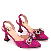 High Heel Pointed Toe Fuchsia Color Shoes