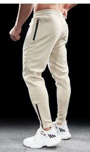 Men's Autumn Winter Pure Cotton Sweatpants Slim Fit Elastic Waist Comfortable Breathable Zipper Casual Trousers