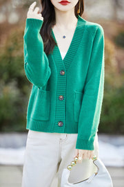 Women cardigan  V-neck 100% wool sweater