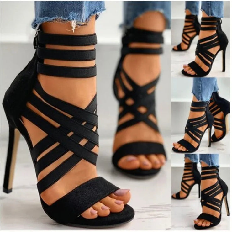 Women  High Heels Zipper Sexy  Peep Toe Shoes