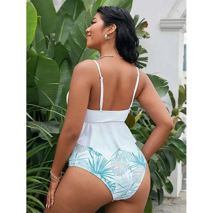 plus Size Solid Color Bikini Women&
