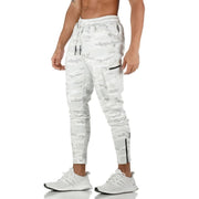 Summer Men's Slim Fit Sweatpants Pants Solid Color Elastic Waist Outdoor Running Training Casual Cargo Midweight Polyester