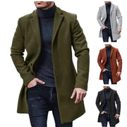 Men's Woolen Overcoat, Windbreaker, Solid Color, Trench Coat, Autumn Winter, Casual, Long Cardigan, Jaqueta, Single Breasted