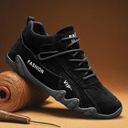 Men's Casual Sneakers Khaki Non-Slip Work Shoes Lace-Up Short Boots Loafers round Toe Microfiber Upper Rubber Outsole