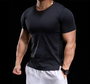 Men's Gym Fitness Training Clothing Men's High-elasticity Breathable Sports Tight Short-sleeved T-shirt, Running Sports