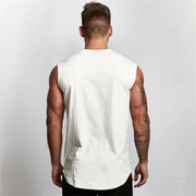 Men's Gym Fitness Sport Vest Summer Cool Cotton Breathable Muscle Tank Top Sleeveless T-Shirt for Bodybuilding Workout