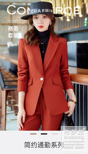 Red Professional Suit for Women2023Autumn Winter New High-end Elegant Socialite Casual Blazer Two-piece Set