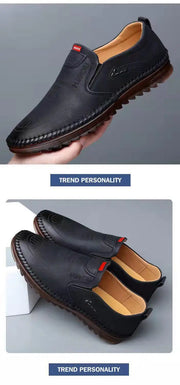 Men's Lightweight Anti-Slip Loafers Breathable Comfortable Flat Designer Rubber Sole Leather Casual Shoes