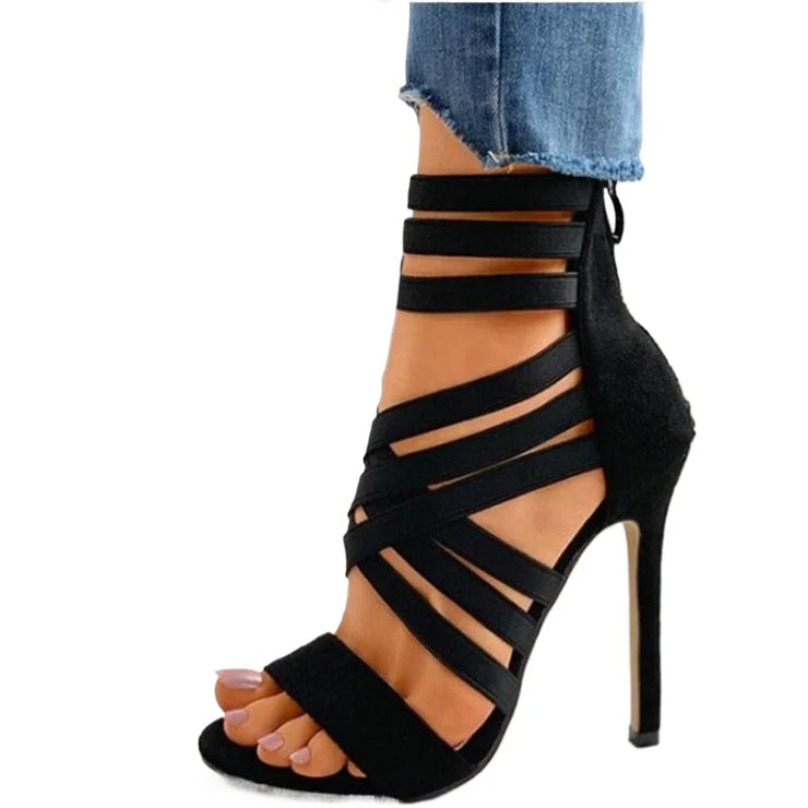 Women  High Heels Zipper Sexy  Peep Toe Shoes