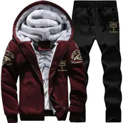 Winter Thick Men Sports Suit Tracksuit Hooded Sportswear