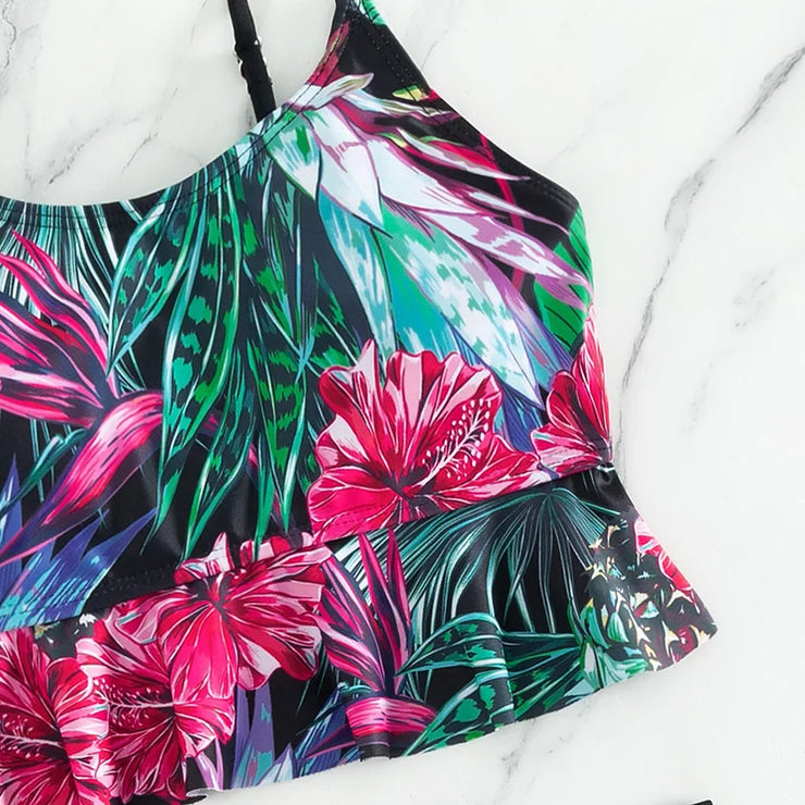Summer Sexy Floral Print Tankini Set Women&