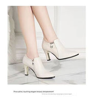 Authentic Leather Women's Stiletto Heel  Sexy Easy to Wear Rubber Sole Shoes